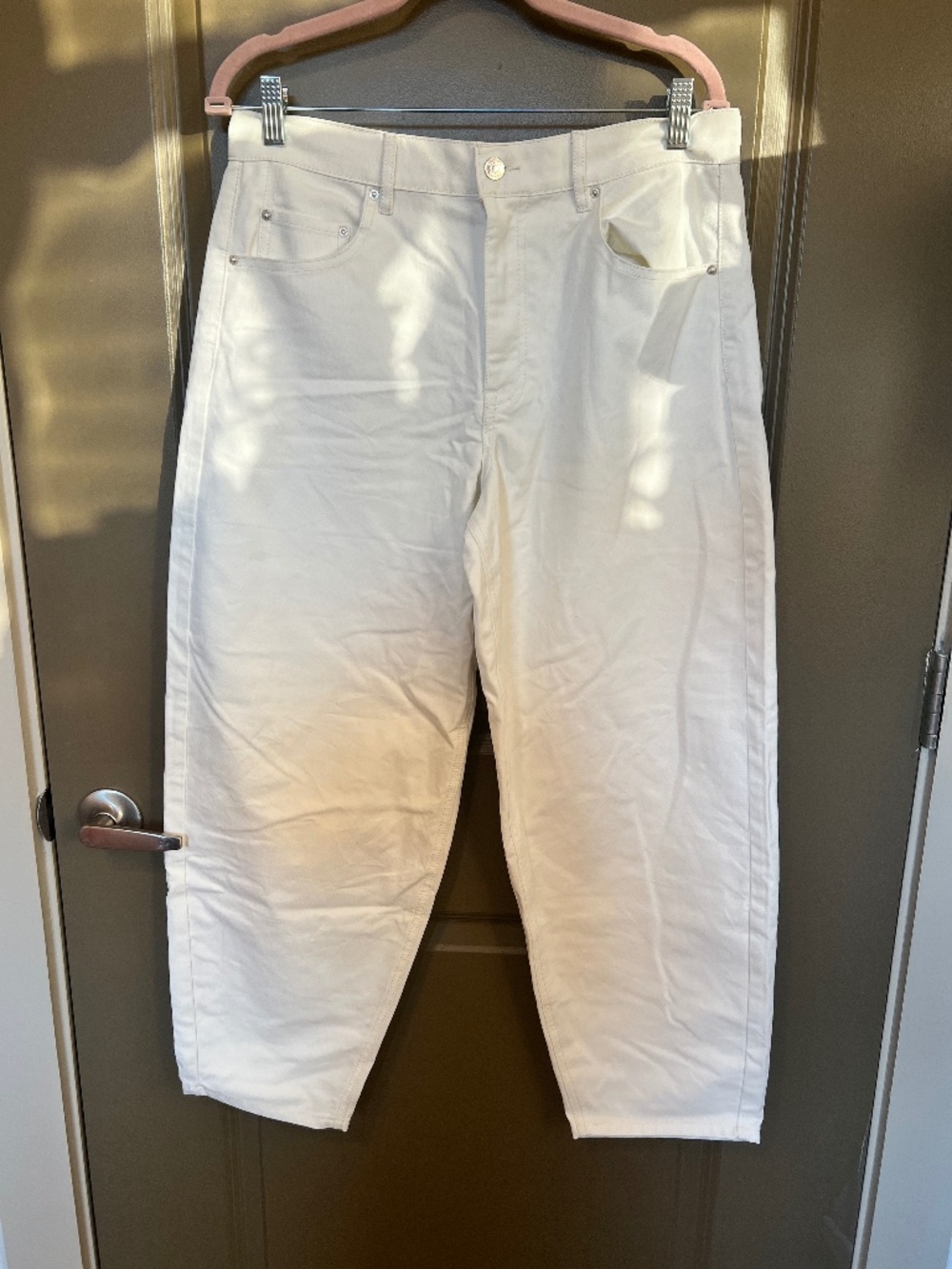 Splendid Collection White High Rise Barrel Leg Pants Size Large